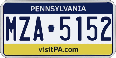 PA license plate MZA5152