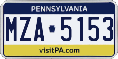 PA license plate MZA5153