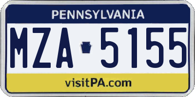 PA license plate MZA5155