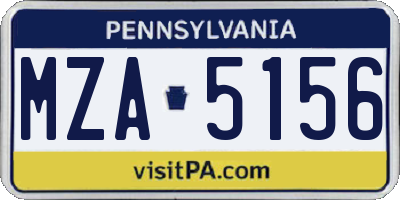 PA license plate MZA5156