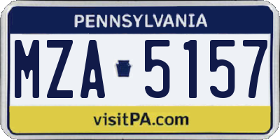 PA license plate MZA5157