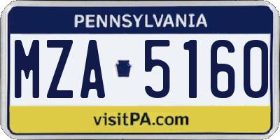 PA license plate MZA5160