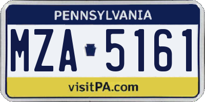 PA license plate MZA5161