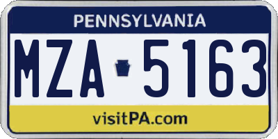 PA license plate MZA5163