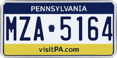PA license plate MZA5164