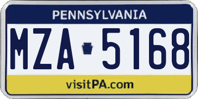 PA license plate MZA5168