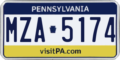 PA license plate MZA5174