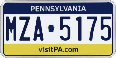 PA license plate MZA5175