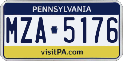 PA license plate MZA5176