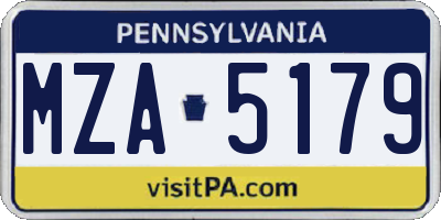 PA license plate MZA5179