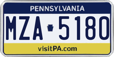 PA license plate MZA5180