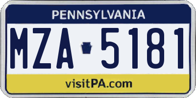 PA license plate MZA5181