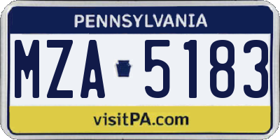 PA license plate MZA5183