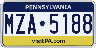 PA license plate MZA5188