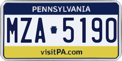 PA license plate MZA5190