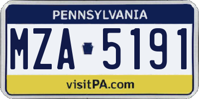PA license plate MZA5191