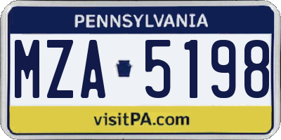 PA license plate MZA5198