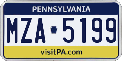 PA license plate MZA5199