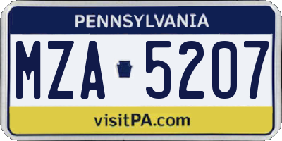PA license plate MZA5207