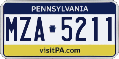PA license plate MZA5211