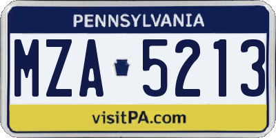 PA license plate MZA5213