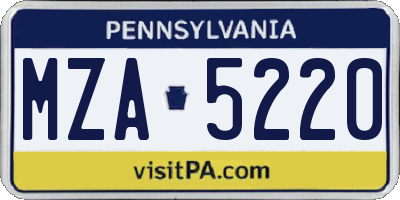 PA license plate MZA5220