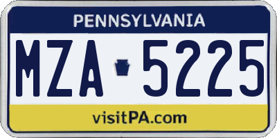 PA license plate MZA5225