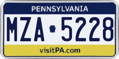 PA license plate MZA5228