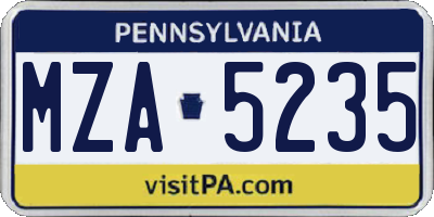 PA license plate MZA5235