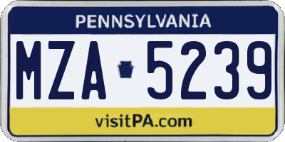 PA license plate MZA5239