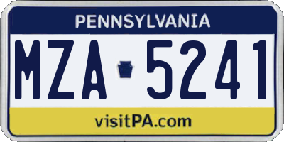 PA license plate MZA5241