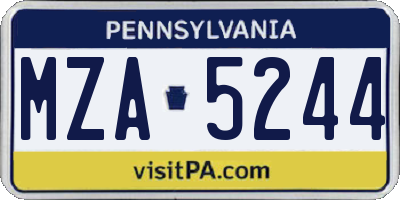PA license plate MZA5244