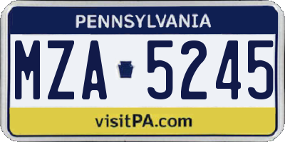 PA license plate MZA5245