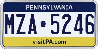 PA license plate MZA5246