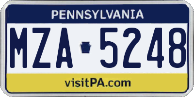 PA license plate MZA5248