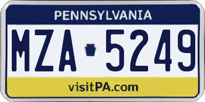 PA license plate MZA5249