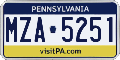 PA license plate MZA5251