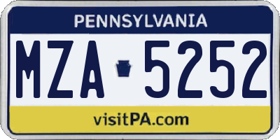 PA license plate MZA5252