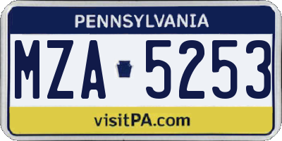 PA license plate MZA5253