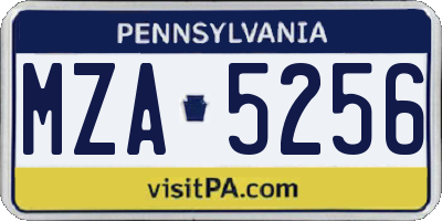 PA license plate MZA5256