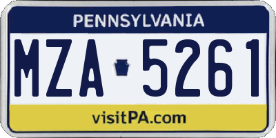 PA license plate MZA5261
