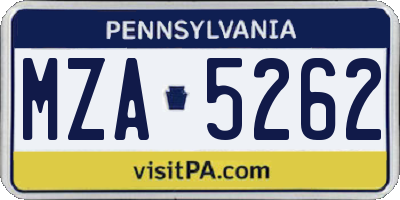 PA license plate MZA5262
