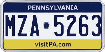 PA license plate MZA5263