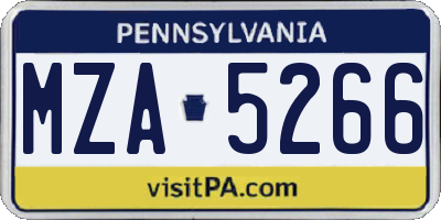 PA license plate MZA5266