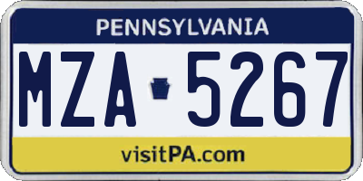 PA license plate MZA5267