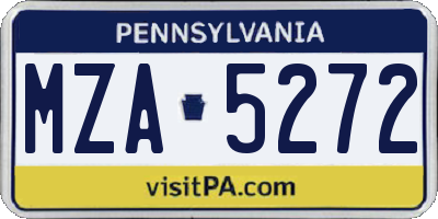 PA license plate MZA5272