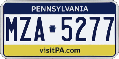 PA license plate MZA5277