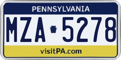 PA license plate MZA5278