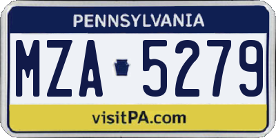 PA license plate MZA5279
