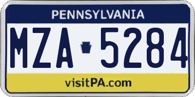 PA license plate MZA5284